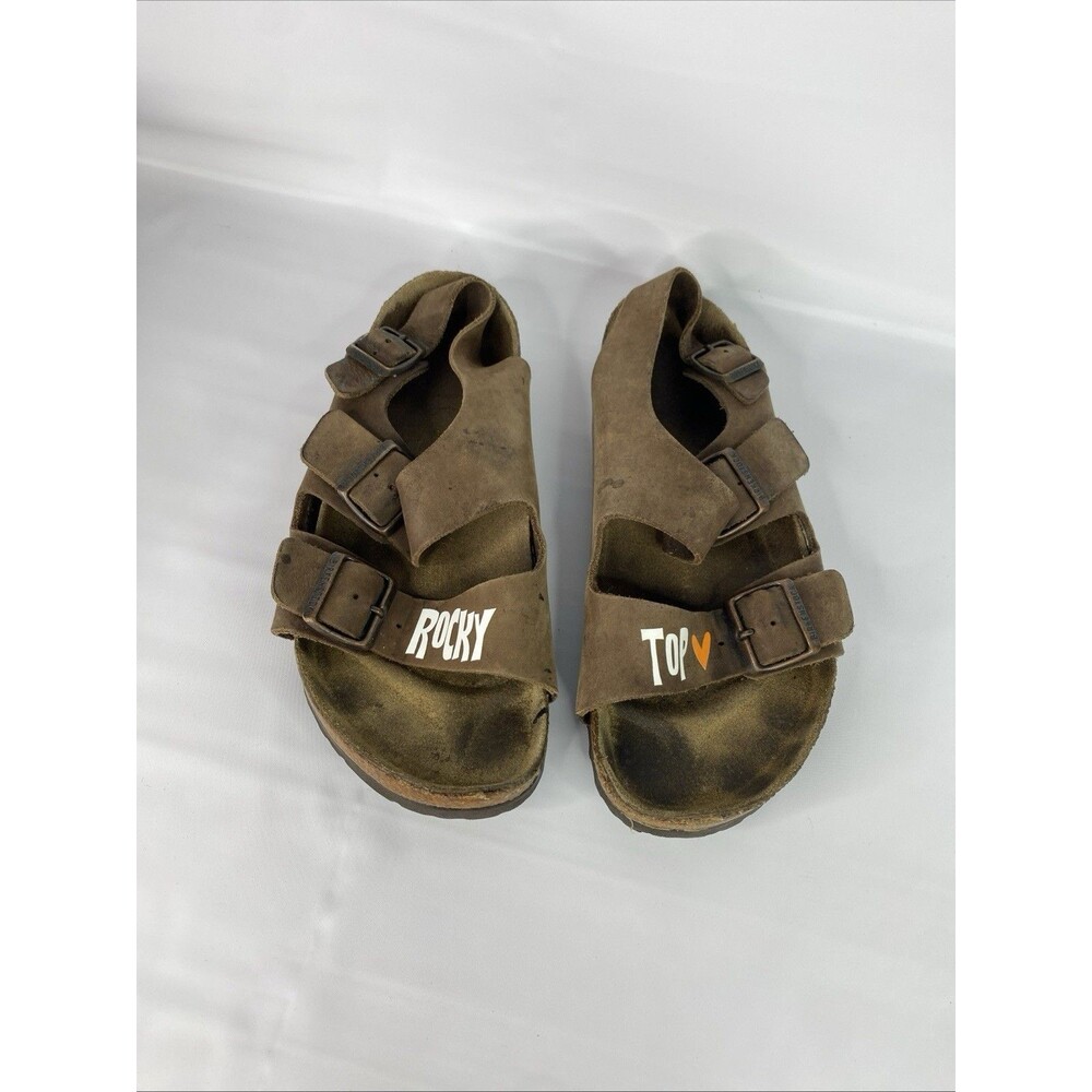 Birkenstock Arizona Brown Leather Sandals Custom Rocky Top Mens EU 40 US 7 - 7.5